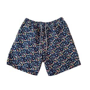 Peter Millar Mens Navy Buoy Print Swim Trunks Mesh Lined Medium NWOT